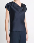 VINCE COWL NECK CAP SLEEVE BLOUSE