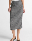 VINCE PLAID GRID-KNIT MIDI SKIRT