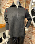 AUTUMN CASHMERE RIB 1/4 ZIP LAYBACK COLLAR W/ CONTRAST SEAM