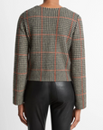 VINCE GLEN PLAID WOOL-CASHMERE CARDIGAN JACKET