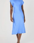 FRENCH CONNECTION ENNIS SATIN COLUMN MIDI DRESS