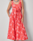 LILLA P POPLIN MAXI YOKE DRESS
