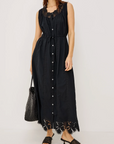 RAILS LORINA EMBROIDERED TRIM MIDI DRESS