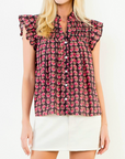 THML PENNY FLUTTER SLEEVE TOP