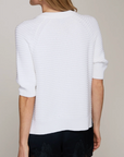 AUTUMN CASHMERE TEXTURE STITCH S/S RAGLAN CREW W/ SLITS