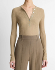 VINCE WAFFLE KNIT HENLEY