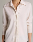 VINCE SATIN TRIMMED MIXED MEDIA CARDIGAN