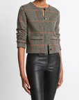 VINCE GLEN PLAID WOOL-CASHMERE CARDIGAN JACKET