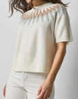 LILLA P SHORT SLEEVE EASY FAIRISLE SWEATER
