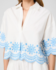 FRENCH CONNECTION ALISSA COTTON EMBROIDERED POPOVER
