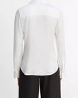 VINCE SILK-BLEND SLIM BUTTON-FRONT BLOUSE