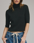 AUTUMN CASHMERE CROPPED ELBOW SLEEVE RIB TURTLENECK