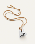 JENNY BIRD SILVER ART HEART ON A STRING NECKLACE