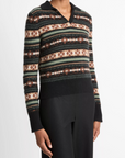 VINCE FAIR ISLE POLO SWEATER