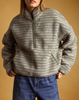 MIOU MUSE MULTI STRIPE SHERPA HALF ZIP PULLOVER