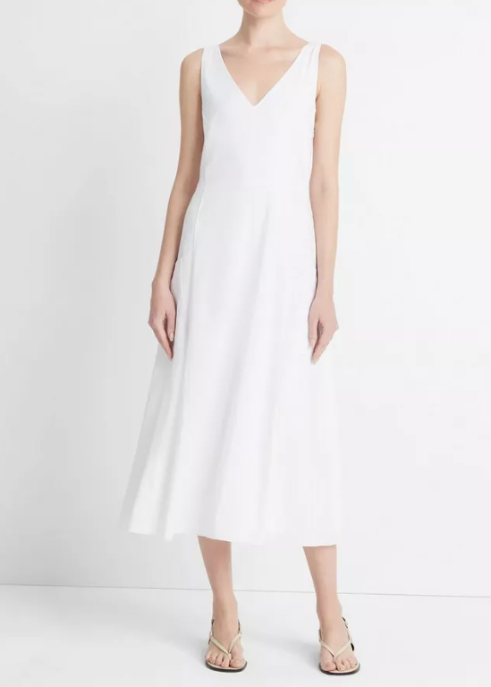 VINCE RELAXED V NECK POCKETED DRESS – Indigo
