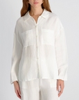 FRENCH CONNECTION COOPER LINEN BLOUSON SLEEVE TOP
