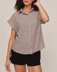 BELLA DAHL SHORT ROLL SLEEVE SHIRT