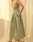 MIOU MUSE GINGHAM PRINT LONG DRESS