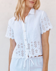 BELLA DAHL SHORT SLEEVE EMBROIDERED BUTTON DOWN