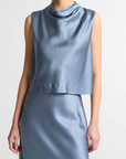 VINCE CROPPED COWL NECK TOP