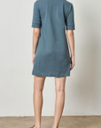 LILLA P ELBOW SLEEVE SPLIT NECK DRESS