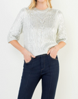 THML S/S CABLE KNIT SILVER SWEATER