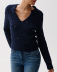 PISTOLA SHANA LONG SLEEVE CABLE EMBROIDERED SWEATER