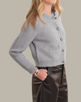 525 AMERICA LORENA CREWNECK TEXTURED SWEATER JACKET