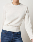 LILLA P SHIRRED SLEEVE CREWNECK SWEATER