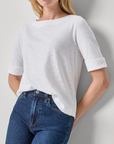 LILLA P CUFFED SLEEVE BOATNECK