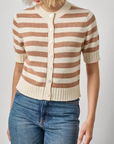 LILLA P ELBOW SLEEVE BUTTON CARDIGAN