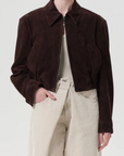 AGOLDE NAHLA CROPPED SUEDE JACKET