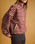 MIOU MUSE MULTI STRIPE SHERPA HALF ZIP PULLOVER