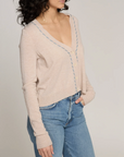 AUTUMN CASHMERE V NECK CARDIGAN W/ TUBULAR LACING