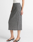 VINCE PLAID GRID-KNIT MIDI SKIRT