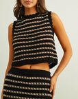 MIOU MUSE CROCHET KNIT TOP