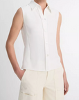 VINCE SLEEVELESS BUTTON DOWN