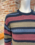 AUTUMN CASHMERE TEXTURE STITCH STRIPED CREW