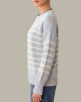 525 AMERICA HAZEL STRIPED CREW NECK PULLOVER