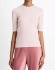 VINCE STRIPED ELBOW SLEEVE CREW