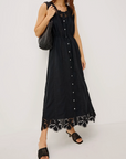 RAILS LORINA EMBROIDERED TRIM MIDI DRESS