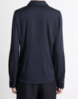 VINCE SILK-BLEND SLIM BUTTON-FRONT BLOUSE