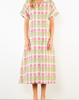 THML AURELIA V NECK MIDI DRESS