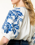 THML EMBROIDERED PUFF SLEEVE TOP