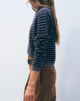 WHITE & WARREN CASHMERE TEXTURED STRIPE CREW
