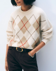 WHITE & WARREN CASHMERE ARGYLE CREW