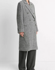 VINCE HERRINGBONE DOUBLE BREASTED COAT