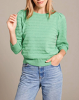 ALASHAN COTTON AUDREY 3/4 PUFF SLEEVE CREW