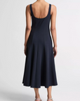 VINCE SEAMED COTTON-BLEND SQUARE-NECK DRESS